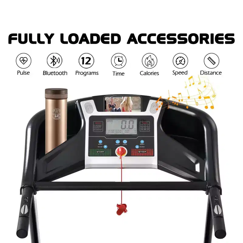 FYC 330LBS Weight Capacity with 15% Auto Incline Electric Folding Treadmills, 3.5HP 10MPH Max Speed Bluetooth APP Heart Rate Sensor