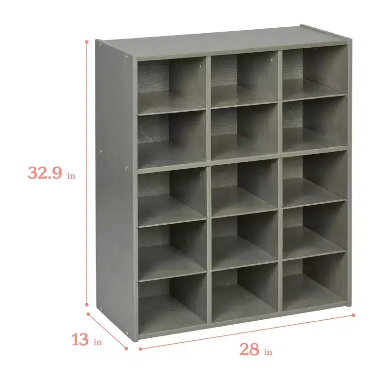 ECR4Kids Streamline 15 Cubby Tray Storage Cabinet, 5x3, Classroom Furniture