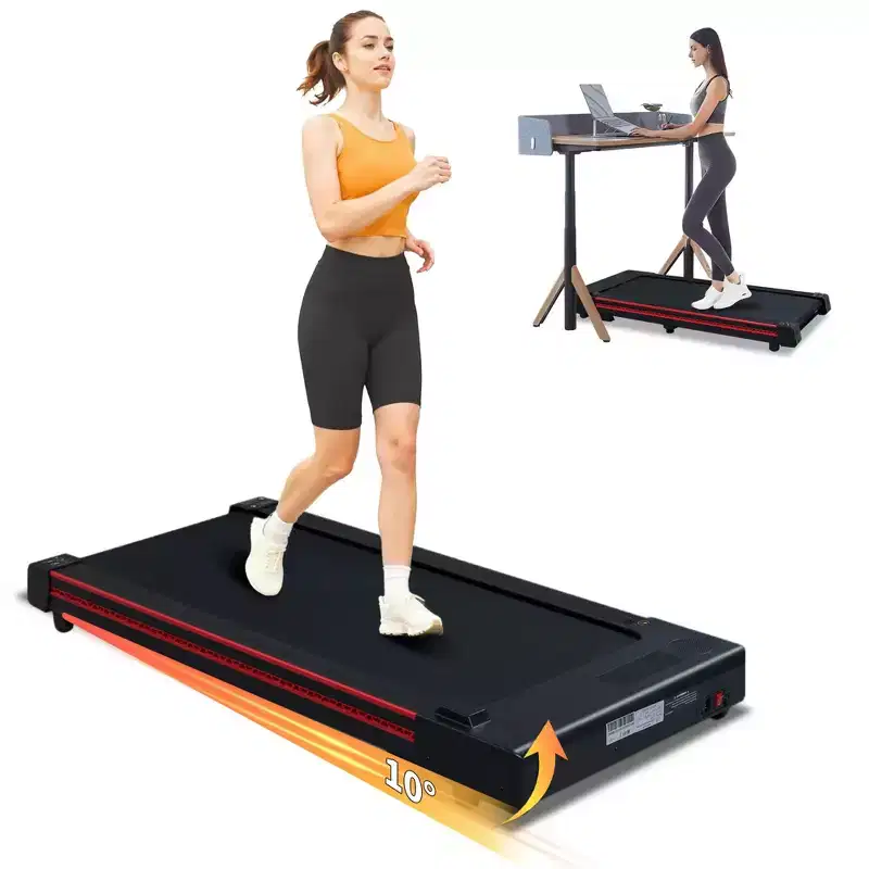 NAYSAYE Walking Pad Treadmill with 10 Degree Incline Portable Compact for Home Office, Black and Gray, 49.6*22.8*5.5