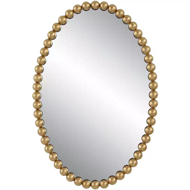 Serna Gold Leaf 20 x 30 Beaded Oval Wall Mirror