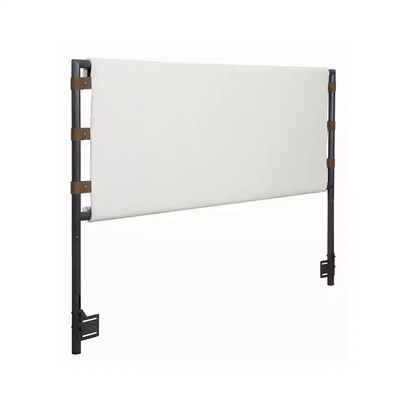 Nathan James Queen Aspen Boucle Upholstered Headboard Black Matte Metal Frame
