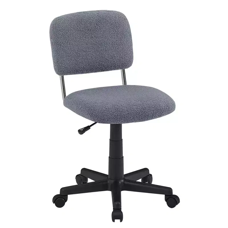 White Faux Fur Armless Swivel Chair for 1