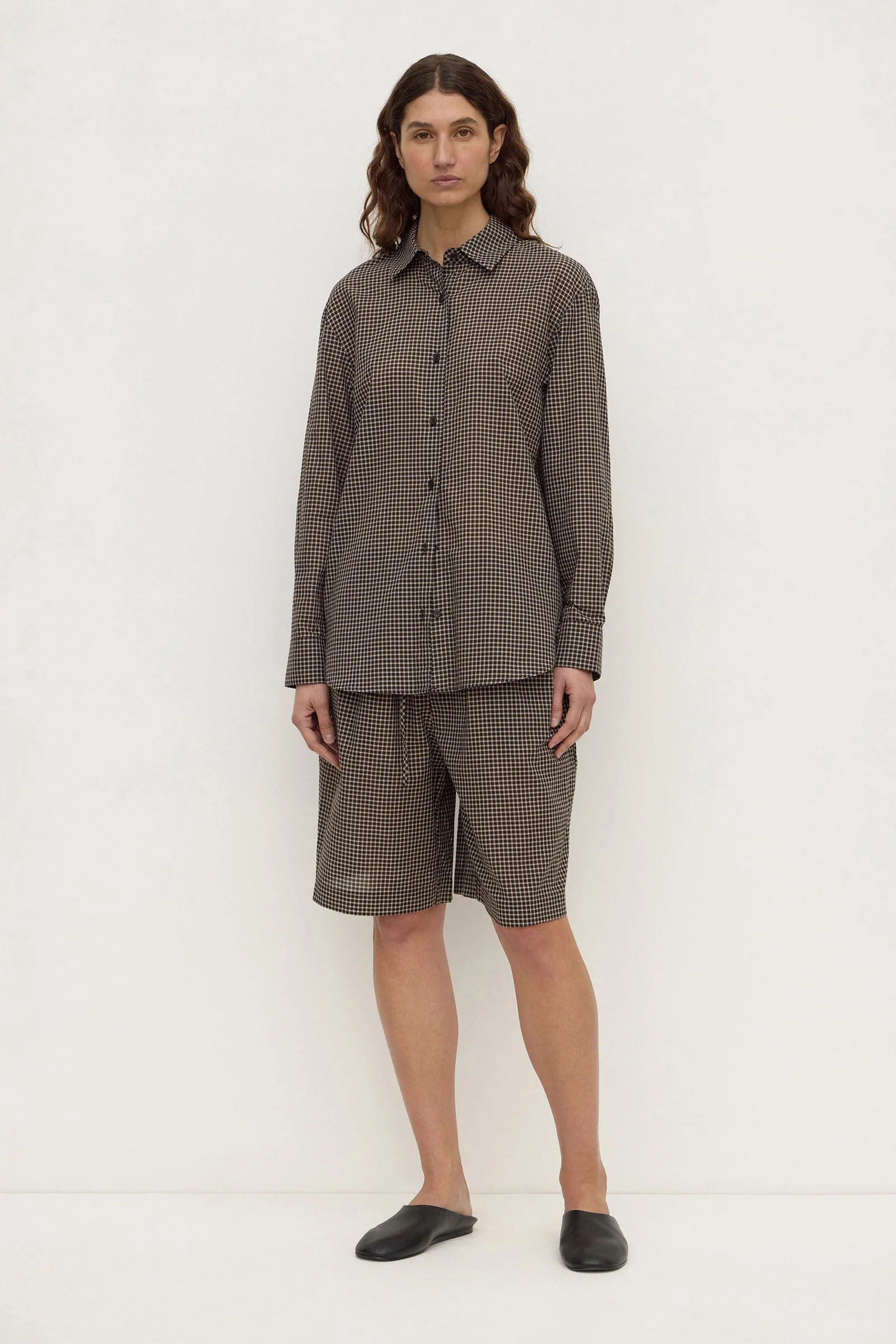 Brown Black Check Long Sleeve Shirt