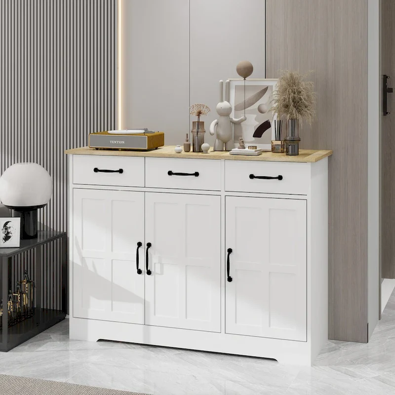 Farmhouse Sideboard Buffet Cabinet with 3 Drawers and 3 Doors