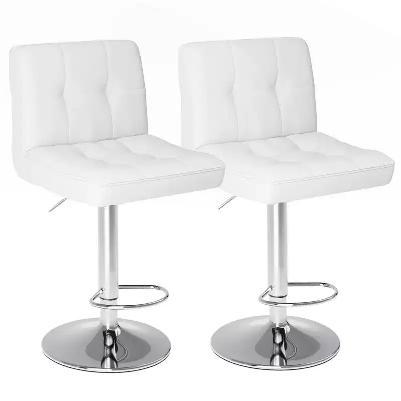 TUYOHW PU Leather Adjustable Bar Stools Set of 2,Counter Height Bar Stools with Backrest & Footrest,Barstool,Swivel Barstool for Kitchen,Cafe