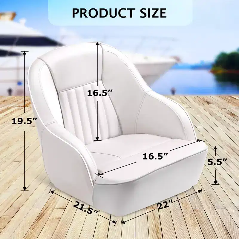 Pontoon Boat Captain Chair  Ergonomic Bucket Seat with Compression Foam Padding and Durable Molded Plastic Frame