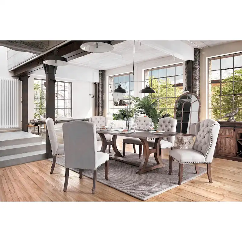 Rustic Pine Dining Table with 6 Chairs