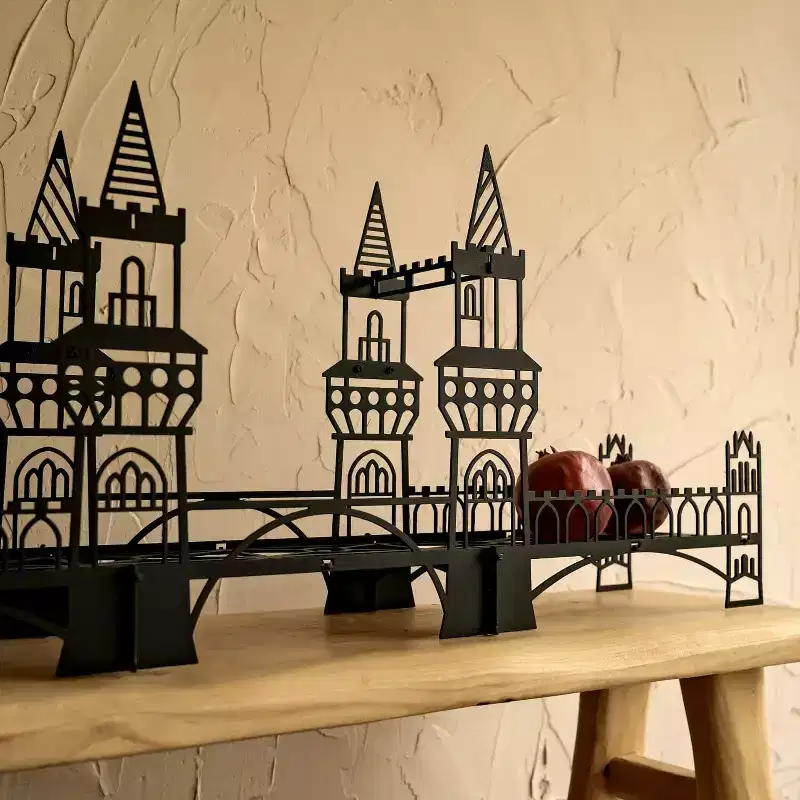 Sussexhome Metal Bridge Shelf for Desk or Wall, Unique Home Office Decor