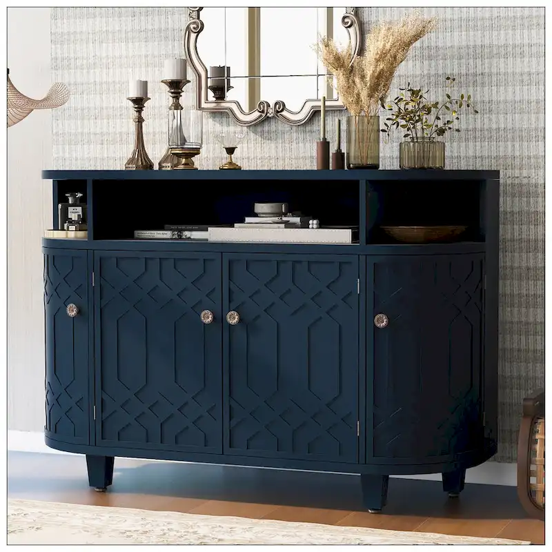 Curved Design Storage Cabinet made of Fraxinus Mandschuric Solid Wood