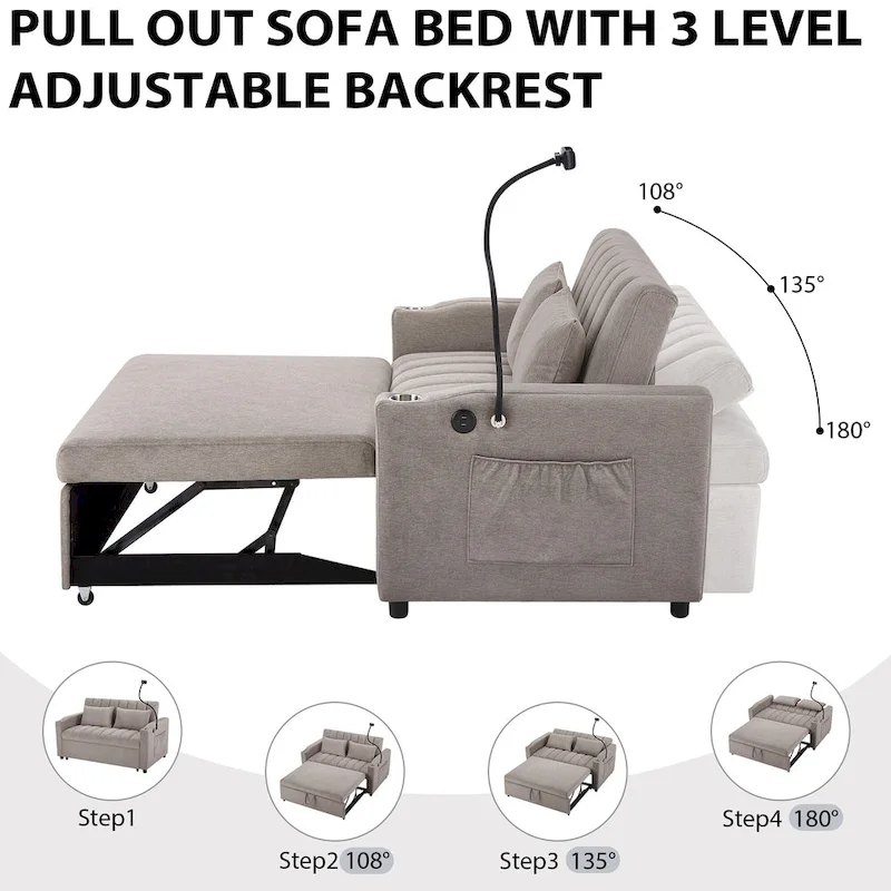 MERAX Convertible Loveseat Sofa, Pull Out Sofa Bed
