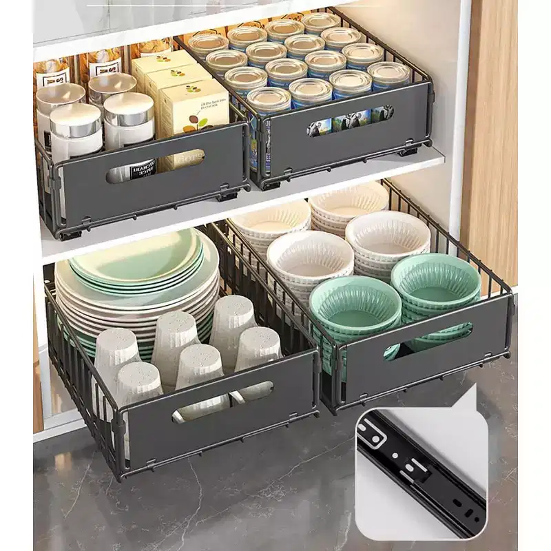 Pull Out Cabinet Organizer | Heavy Duty Carbon Steel | Easy Access, Space-Saving Solution for Kitchen & Pantry Storage