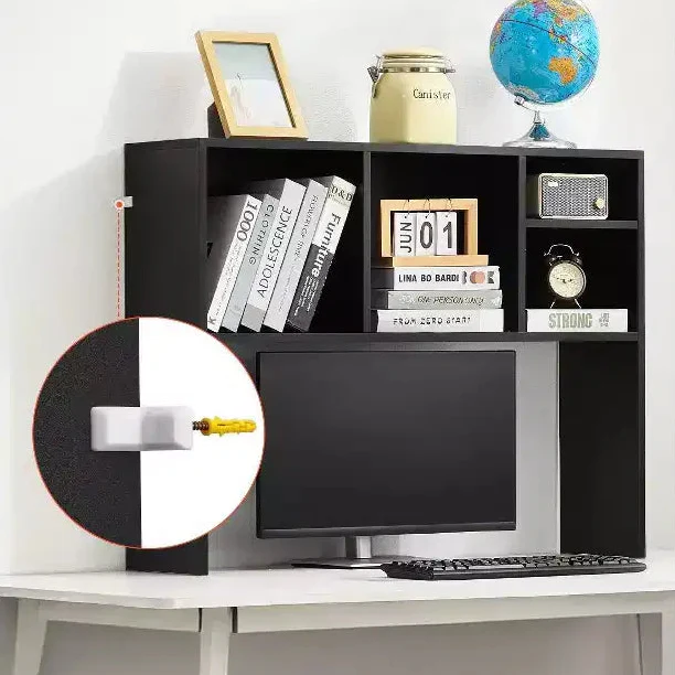 29 Inch 1-Tier Desktop Bookshelf - Black, Anti-Slip Feet Pads