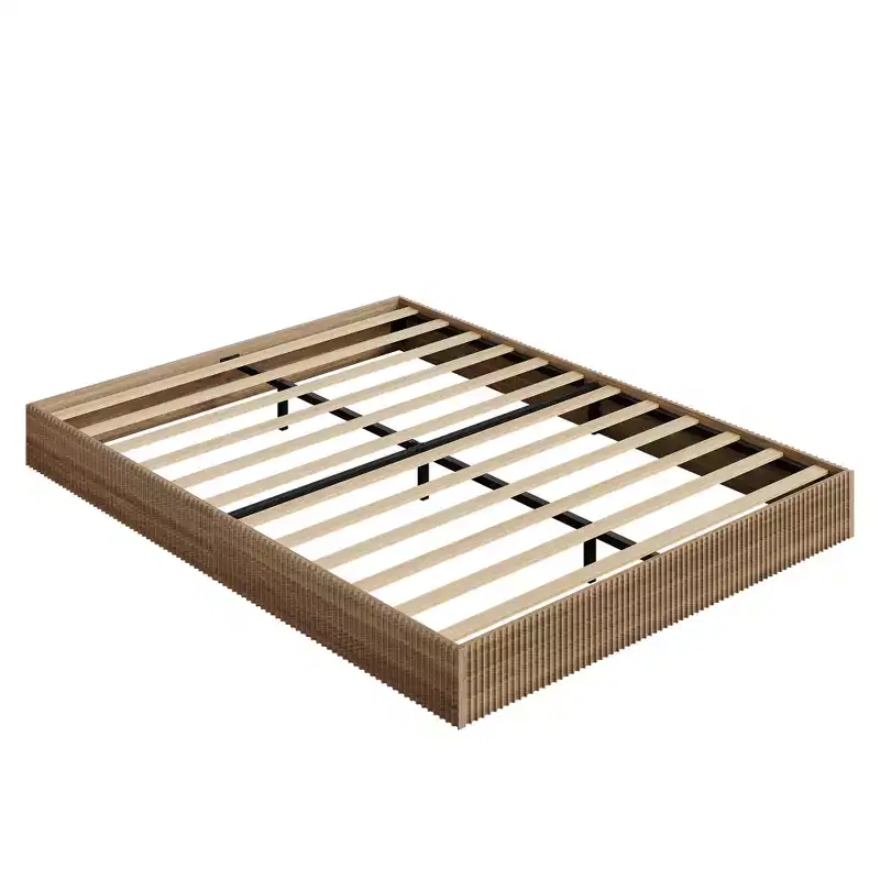 Minimalist Fluted MDF Wave Platform Bed Frame, Sturdy Noise-Free, Easy Assembly, Space-Saving, No Box Spring Needed