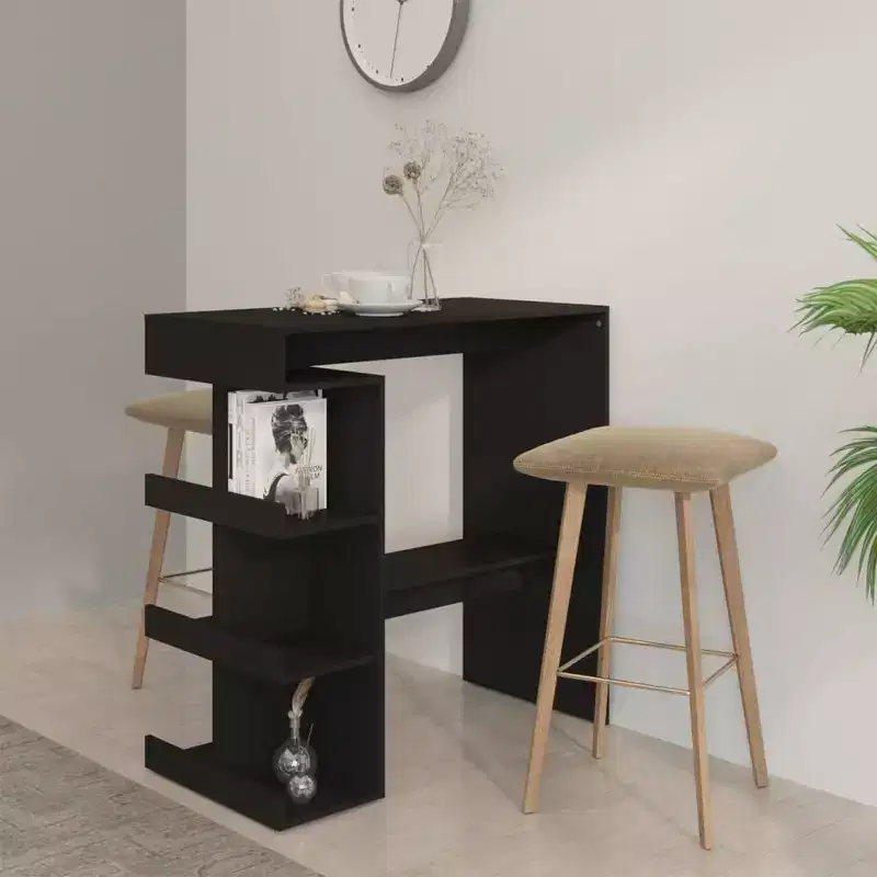 vidaXL Compact Space-Saving Bar Table with Storage Racks - 39.4x19.7x40 - Modern Design in Black