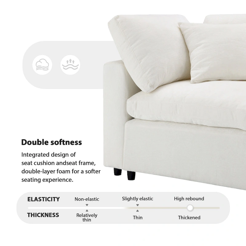 Beige 130 Chenille Cloud U-Shaped Sleeper Sectional Sofa, 6-Piece Modular Design