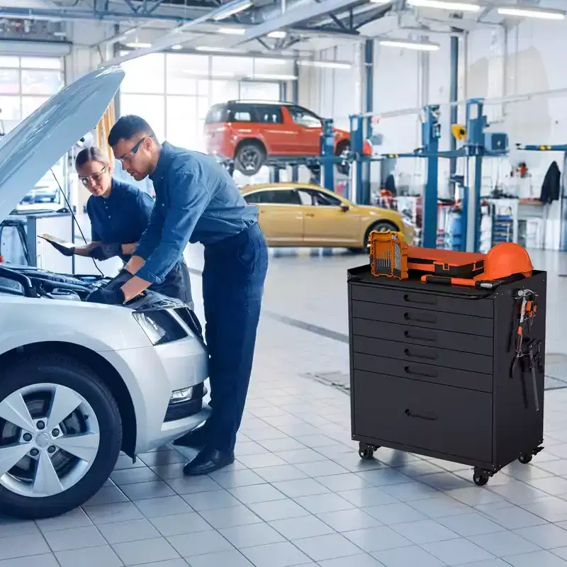 34.3 Rolling Tool Chest with 6 Drawers, Mobile Garage Cabinet Organizer for Small Parts & Tools