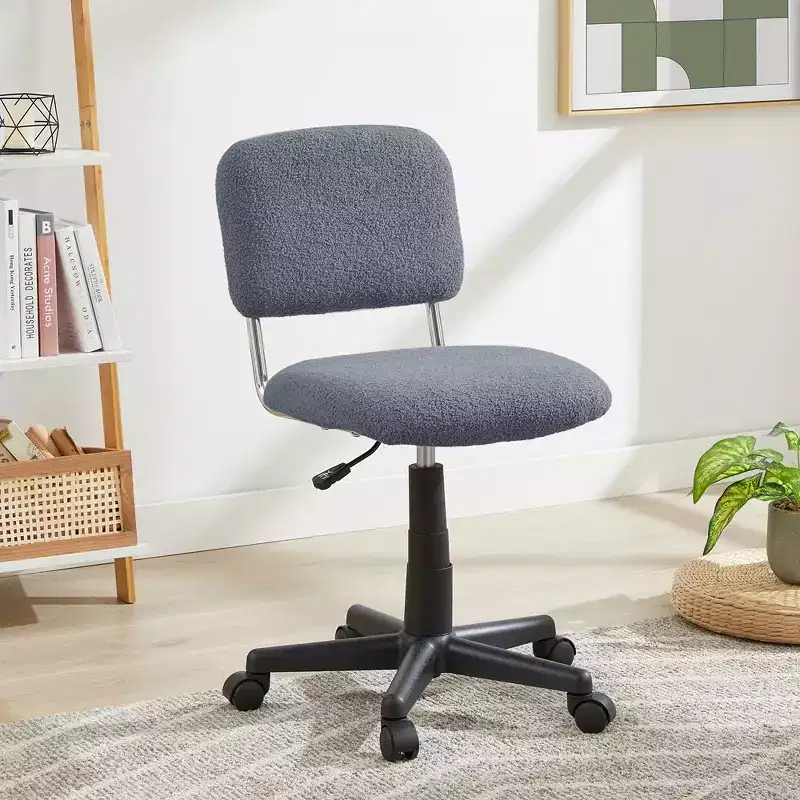 White Faux Fur Armless Swivel Chair for 1