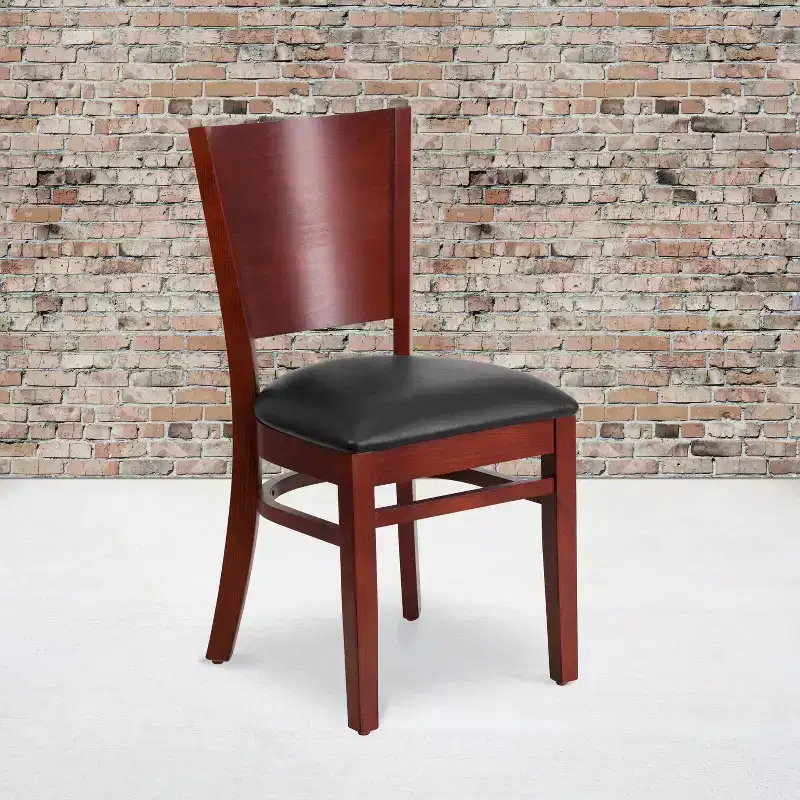 2 Pack Solid Back Wooden Restaurant Chair