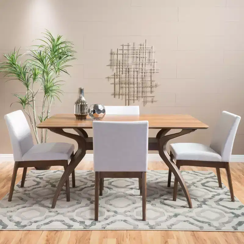 Christopher Knight Home Kwame Mid Century Modern Fabric Upholstered 5 Piece Dining Set