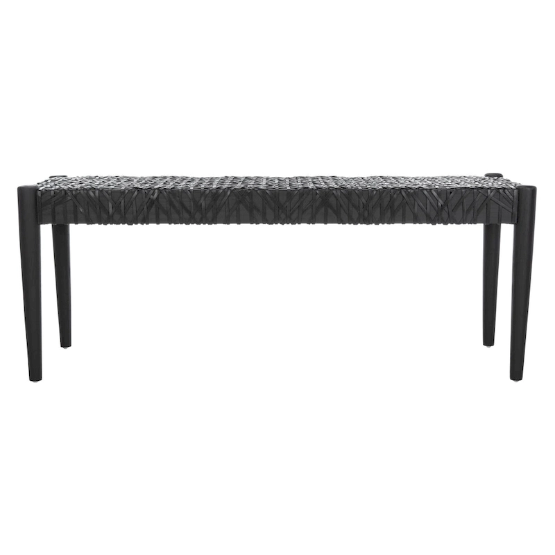 SAFAVIEH Mahalia Bandelier Wood & Leather Bench - 47 W x 16 D x 19 H - 47Wx16Dx19H
