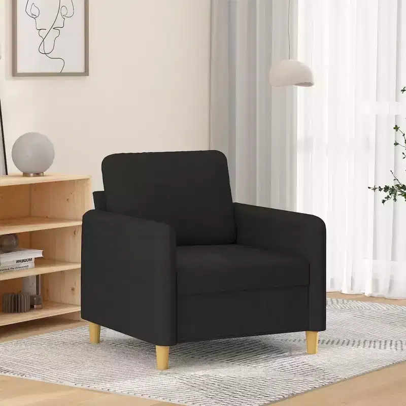 vidaXL Sofa Chair Upholstered Single Sofa Armchair for Living Room Fabric - Black 23.6
