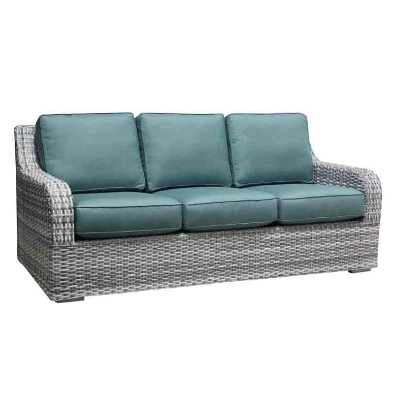 Gray Wicker Outdoor Patio Sofa 3-Seater All-Weather Aluminum Frame