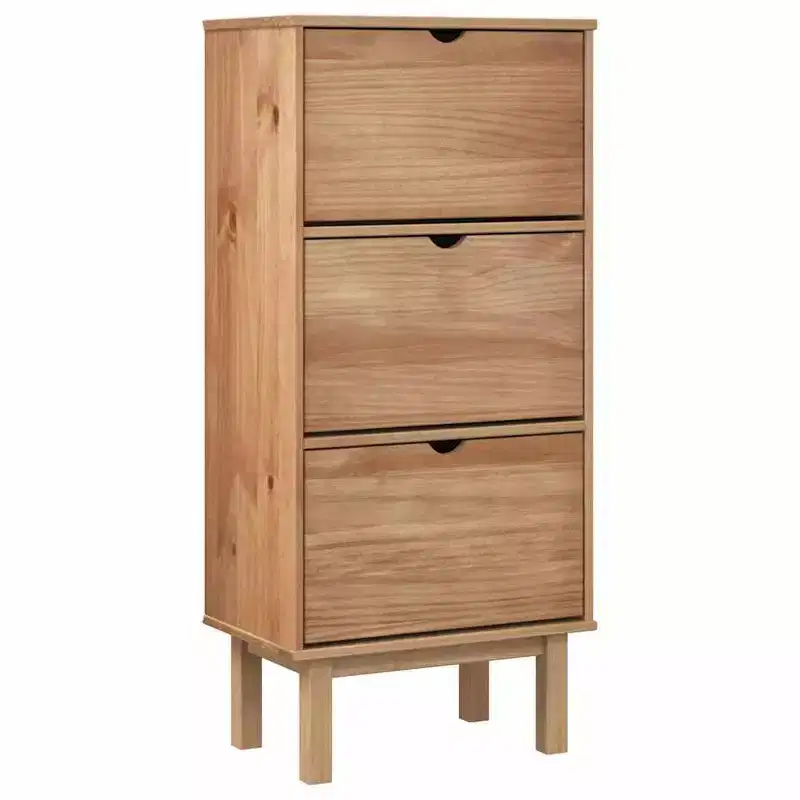 Shoe Cabinet Brown Solid Pine Wood Medium Shoe Cabinet
