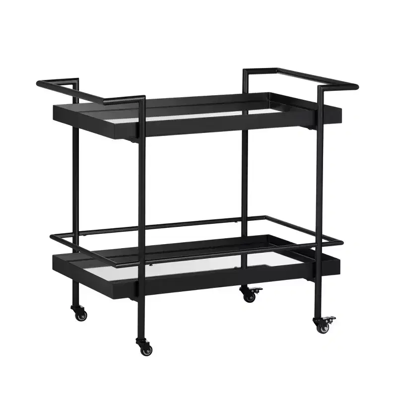 Crestview Collection Black Metal 1 Shelf Bar Cart_Server with Casters