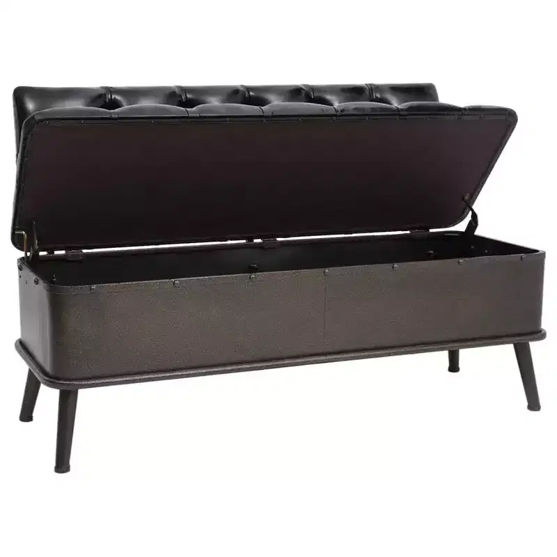 vidaXL Storage Bench Cream Engineered wood 43.3 inches Storage Bench