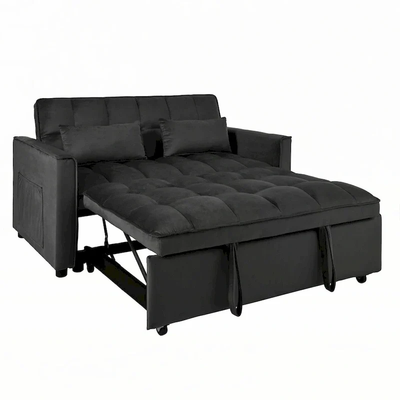 Black Convertible Sofa Bed, Full Size, Sleeps 2