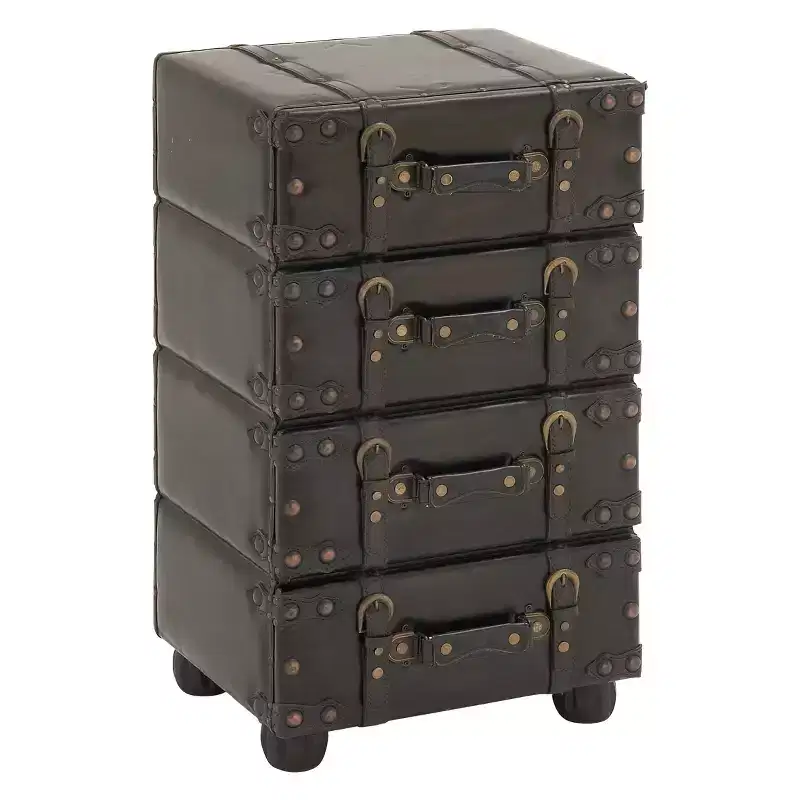 Wood Stacked Side Chest Dark Java - Olivia & May: Rubberwood Frame, No Assembly Required, 4-Drawer Dresser