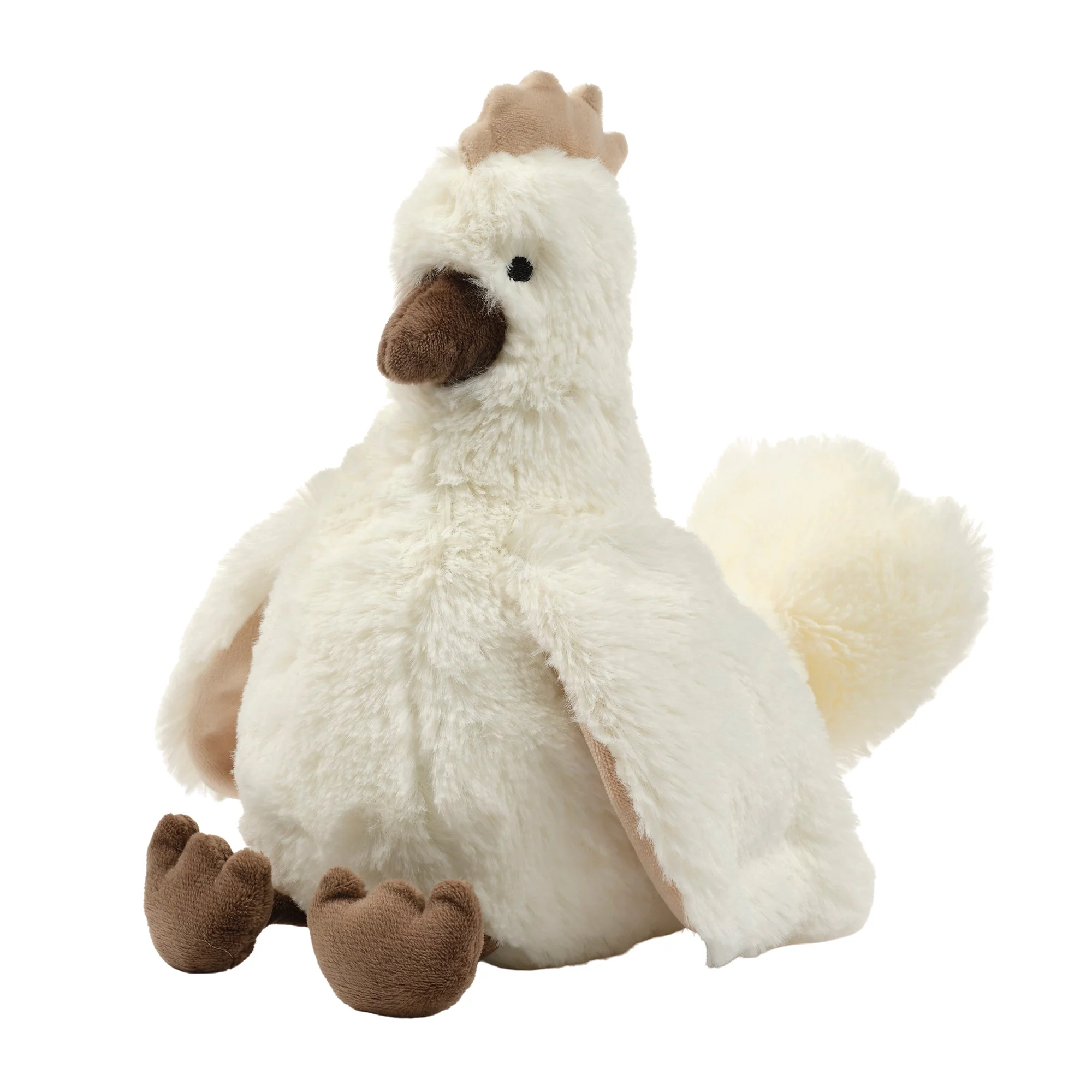 White Faux Fur Chicken Plush