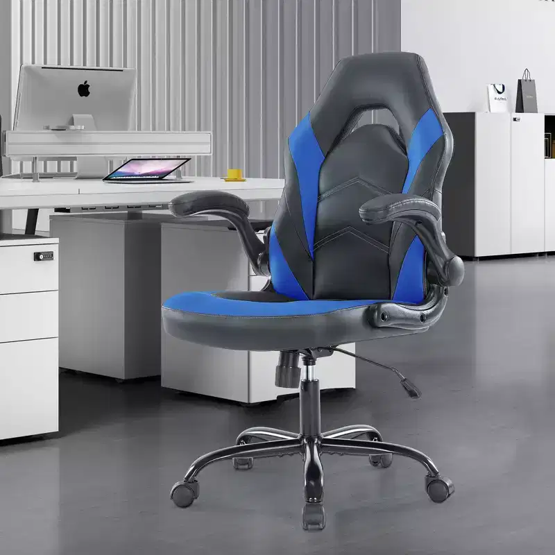 FIRNEWST Next - Level Gaming Comfort: PU Leather Ergonomic Chair with Adjustable Flip - up Armrests