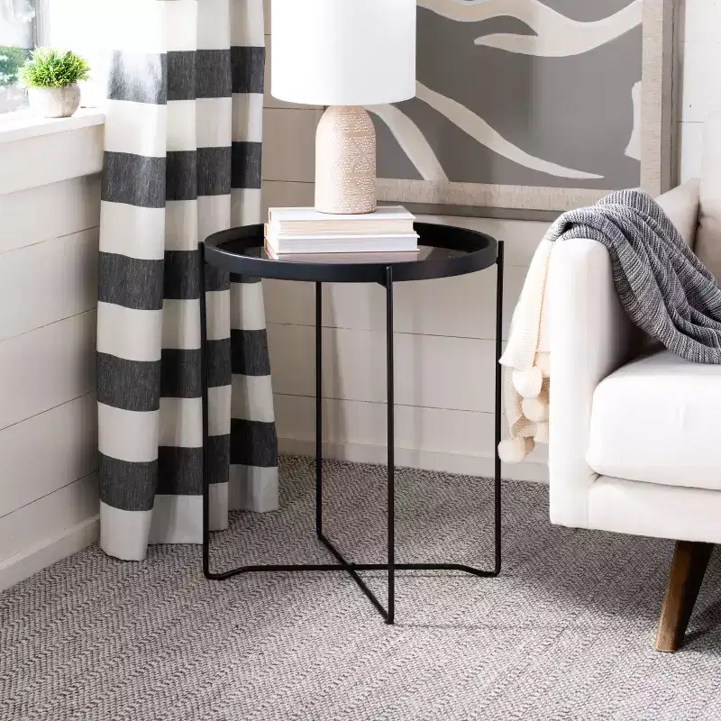 Small Round Tray Top Accent Table - ACC4206A - Rose Gold/Black