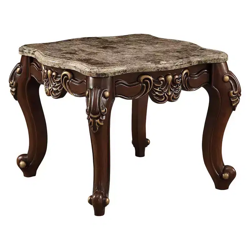 Acme Furniture Mehadi Accent Table Natural Marble Top/Walnut