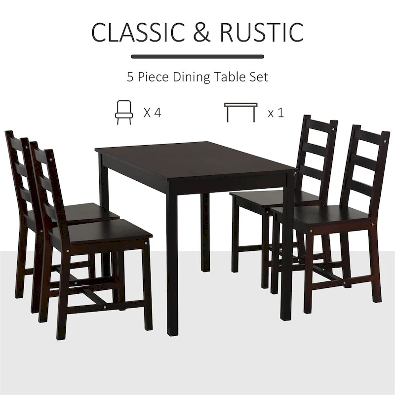 5 Piece Wood Dining Room Table Set with Kitchen Table and Chairs