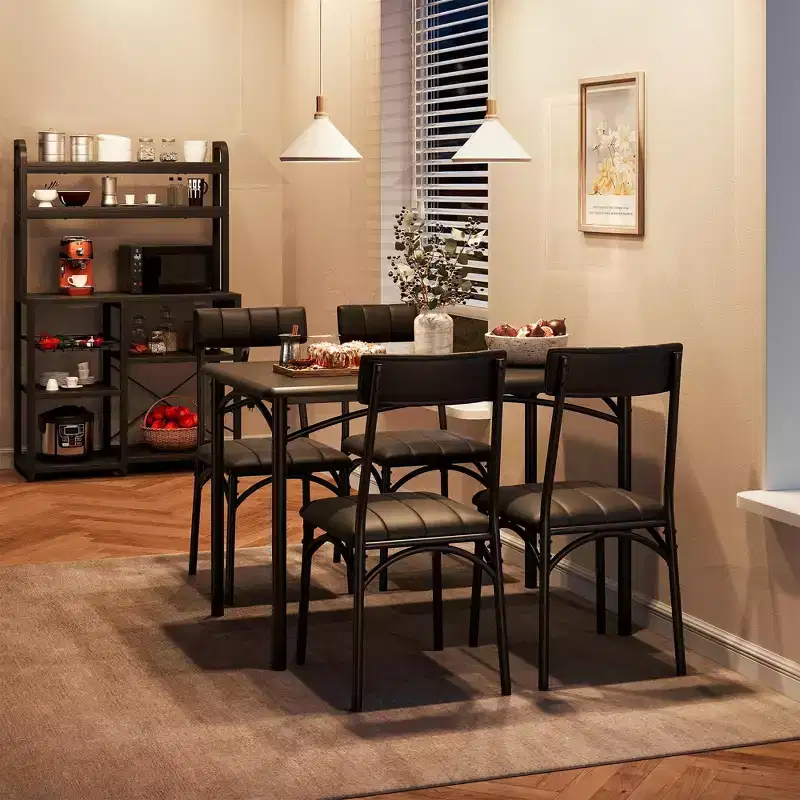 GustoWave 5 Piece Rectangular Kitchen Table Set, with Upholstered Chairs