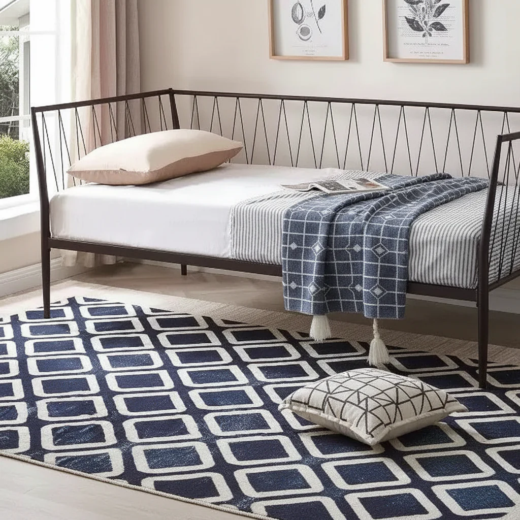 Modern Twin Size Metal Daybed Frame with Mattress Support, Day Bed for Living Room, Bedroom, Guest Room, Bronze