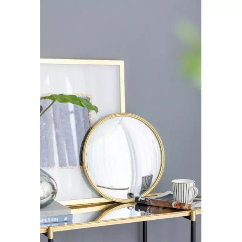 D15 Gold Round Mirror, Circle Mirror with Iron Frame for Living Room Bedroom Vanity Entryway Hallway
