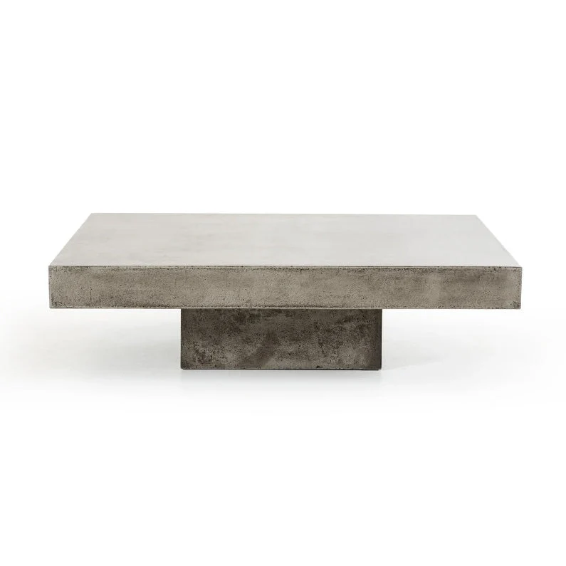 Square Coffee Table with Concrete Top, 43W x 43D x 12H Inches, Gray