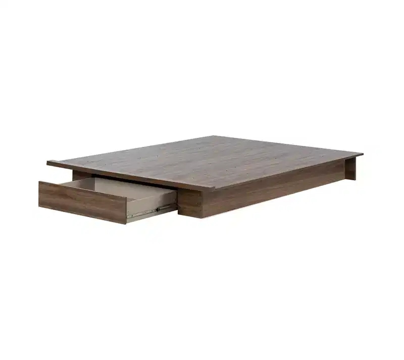 8.5 in.H Adjustable (Full to Queen) Size Brown with Storage Beds made of Particle Board Bed Frame