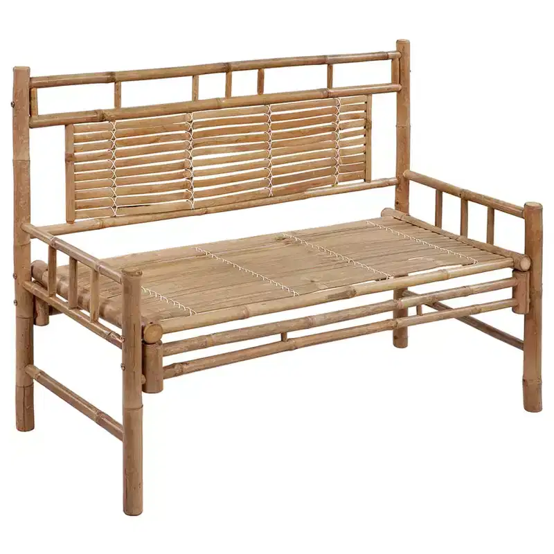 Garden Bench Natural Bamboo Bamboo and 100% polyester 47.2 in