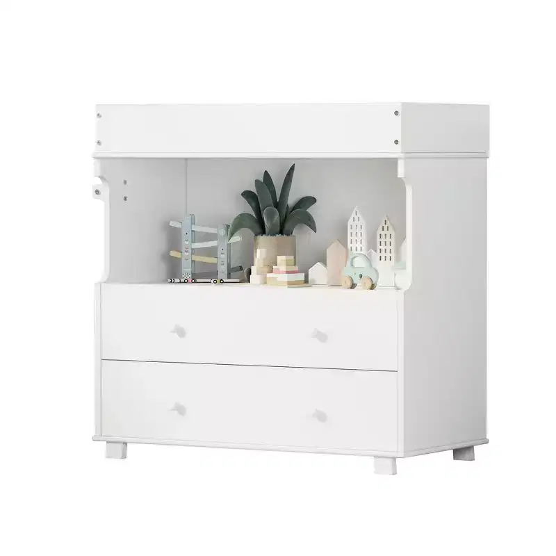Wooden Changing Table, Baby Dressing Table with 2 Drawers & Shelves, Multi-Functional Baby Diaper Station for Bedroom, Kids Room, Nursery