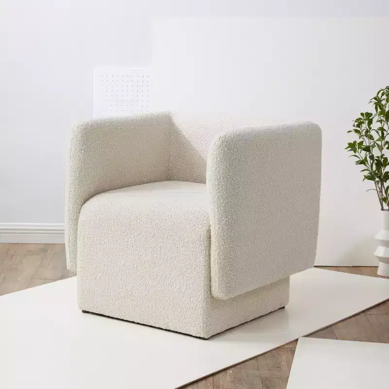 Nene Boucle Barrel Back Chair - SFV5073 - Safavieh Couture