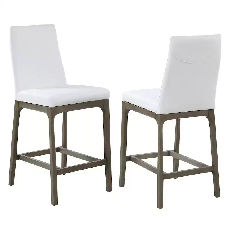 Modern Counter Stool with Solid Wood Base
