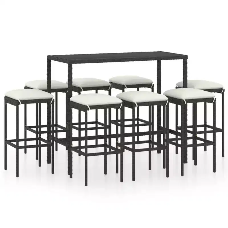 vidaXL Garden Bar Set PE rattan 3 Piece Set Footrest
