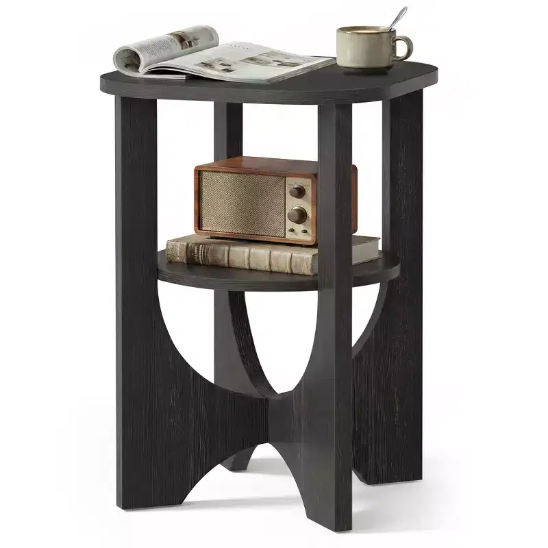Side Table, 2 Tier Small Accent End Table, Nightstand with Lower Shelf for Small Spaces, Living Room, Bedroom
