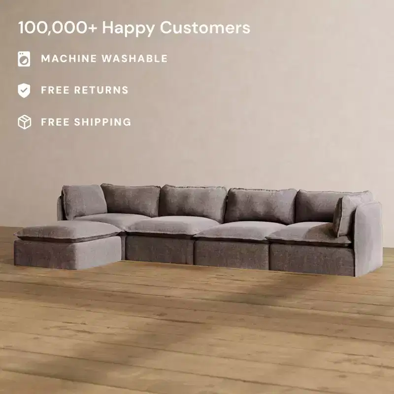 Anabei Modular Washable 4-Seater Sofa Sectional | Memorix+ Seat & Contour Pillow