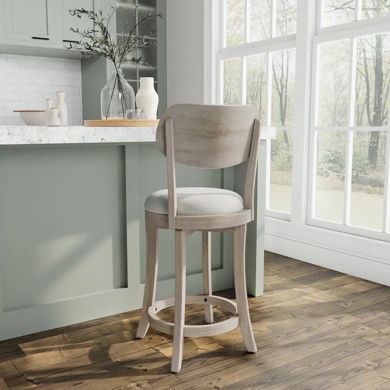 Wood Upholstered Swivel Counter Stool - 38.25H x 20W x 17.5D; Seat Height: 25.5H