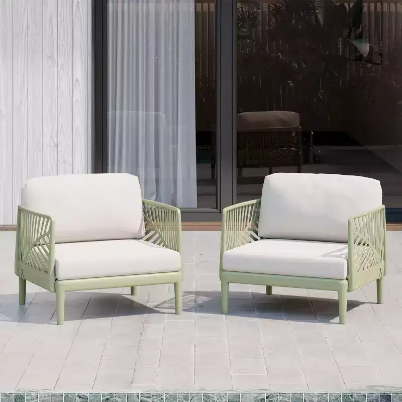 WestinTrends Playa Modern Outdoor Polypropylene Resin Deep Seating Patio Club Chair (Set of 2), Green